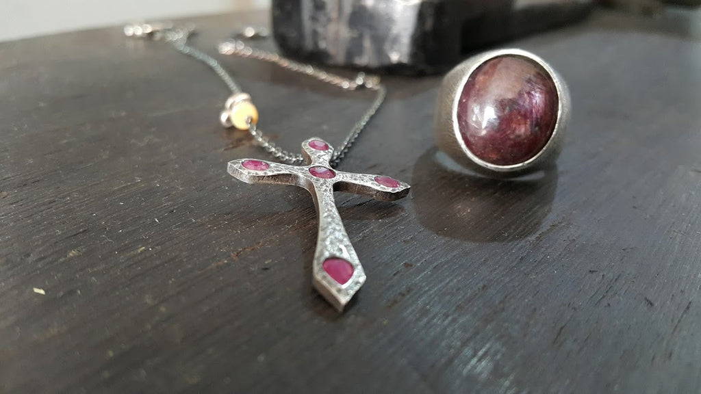 Indian Ruby Silver Cross