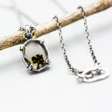 Tree of Life dendritic quartz pendant necklace with yellow sapphire on sterling silver chain