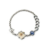 Bracelet Dendritic quartz and blue sapphire with oxidized sterling silver chain
