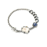 Bracelet Dendritic quartz and blue sapphire with oxidized sterling silver chain