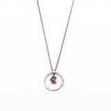 Oval Pink Sapphire pendant necklace and circle shape hoop with sterling silver chain