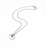 Oval Pink Sapphire pendant necklace and circle shape hoop with sterling silver chain