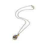 Autumn leave dendritic quartz pendant necklace with yellow sapphire on sterling silver chain