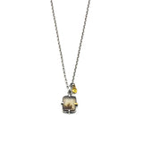 Fern forest dendritic quartz pendant necklace with yellow sapphire on sterling silver chain