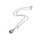 Fern forest dendritic quartz pendant necklace with yellow sapphire on sterling silver chain