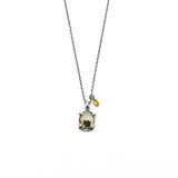 Tree of Life dendritic quartz pendant necklace with yellow sapphire on sterling silver chain