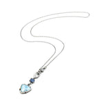 Triangle cabochon Larimar pendant necklace with blue kyanite and moonstone on oxidized sterling silver chain
