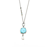 Arizona turquoise gemstone necklace with Moonstone on sterling silver chain