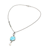 Arizona turquoise gemstone necklace with Moonstone on sterling silver chain