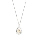 A garden Dendritic quartz pendant necklace in sterling silver bezel and prongs setting with silver vine design on sterling silver chain