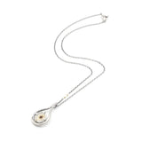 A garden Dendritic quartz pendant necklace in sterling silver bezel and prongs setting with silver vine design on sterling silver chain