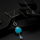 Arizona turquoise gemstone necklace with Moonstone on sterling silver chain