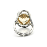 Radiant Faceted Citrine Ring Sterling Silver Bezel and Double Band Statement Piece