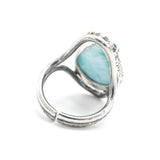 Ocean Inspired Larimar Ring Handcrafted Sterling Silver and Brass Statement Piece