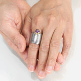 Blush Elegance Pink Sapphire Ring  Brass and Oxidized Sterling Silver Statement Piece