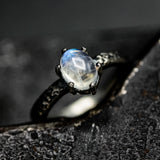 Elegant Oval Moonstone Ring Handcrafted Sterling Silver