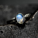 Elegant Oval Moonstone Ring Handcrafted Sterling Silver