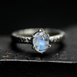 Elegant Oval Moonstone Ring Handcrafted Sterling Silver