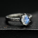 Elegant Oval Moonstone Ring Handcrafted Sterling Silver