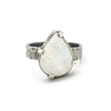 Mystical Teardrop Moonstone Ring Handcrafted in Sterling Silver