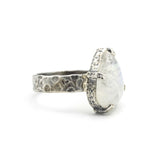 Mystical Teardrop Moonstone Ring Handcrafted in Sterling Silver