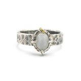 Celestial Moonstone Ring Handcrafted Textured Sterling Silver