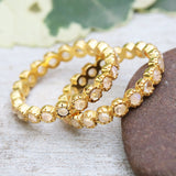 The brides wedding rings sets Tiny round cabochon moonstone eternity ring with 18k gold band