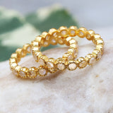 The brides wedding rings sets Tiny round cabochon moonstone eternity ring with 18k gold band