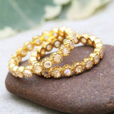The brides wedding rings sets Tiny round cabochon moonstone eternity ring with 18k gold band
