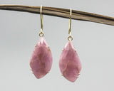 Earrings rose cut pink sapphire with 18k gold in prongs setting and hooks style on the top