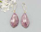 Earrings rose cut pink sapphire with 18k gold in prongs setting and hooks style on the top