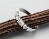 Diamond princess and round shape wedding ring with white gold flat band