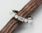 Diamond princess and round shape wedding ring with white gold flat band