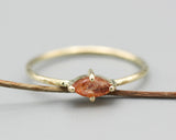Marquise Sunstone ring in 4 prongs setting with 14k gold texture band