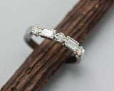 Diamond princess and round shape wedding ring with white gold flat band