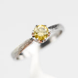 Natural yellow Diamond ring in 6 prongs settings with 18k white gold texture band