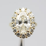 Oval Brilliant Lab diamond ring in prongs setting with 18k gold high polish band