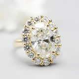 Oval Brilliant Lab diamond ring in prongs setting with 18k gold high polish band