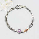 Pink sapphire pendant bracelet with yellow sapphire gemstone on sterling silver chain