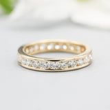18k yellow gold band with diamond full eternity ring