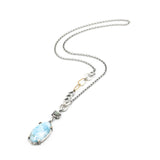 Large oval cabochon Larimar pendant necklace and Labradorite with oxidized sterling silver chain