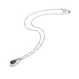 Silver teardrop pendant with blue sapphire gemstone set with sterling silver chain necklace