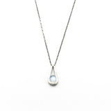 Silver teardrop pendant with Moonstone gemstone set with sterling silver chain necklace