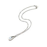Silver teardrop pendant with Moonstone gemstone set with sterling silver chain necklace