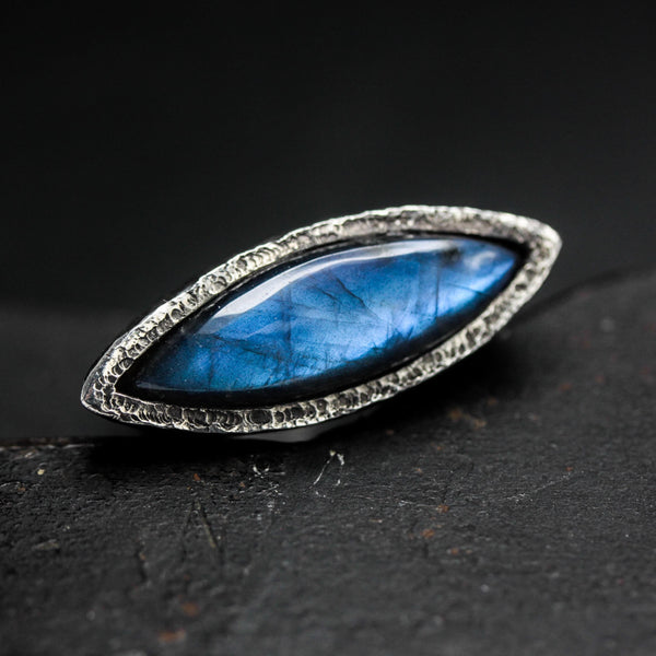 labradorite ring, blue labradorite ring, large labradorite ring, labradorite silver ring, statement ring, huge ring, chunky ring