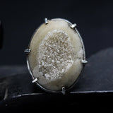 Bold Yellow Natural Brazilian Druzy Ring  Sterling Silver Bezel & Prong Setting