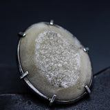 Bold Yellow Natural Brazilian Druzy Ring  Sterling Silver Bezel & Prong Setting