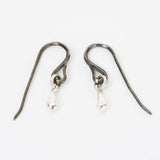 Earrings Silver teardrop with sterling silver oxidized hooks - Metal Studio Jewelry
