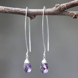 Amethyst drop silver earring. - Metal Studio Jewelry