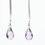 Amethyst drop silver earring. - Metal Studio Jewelry
